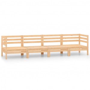 Conjunto de móveis de jardim 4 peças madeira maciça de pinheiro H