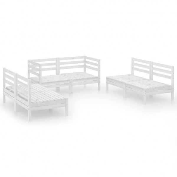 6 pcs conjunto lounge de jardim pinho maciço branco M 2