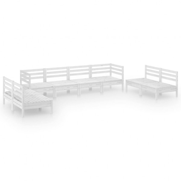 Conjunto de mobiliário de jardim 8 peças madeira maciça pinheiro branco M 2