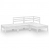 4 pcs conjunto lounge de jardim pinho maciço branco 2