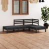 4 pcs conjunto lounge de jardim pinho maciço preto 1