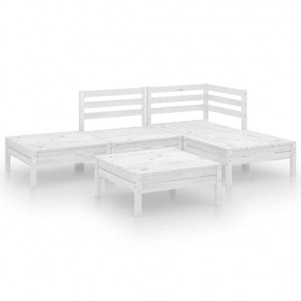 5 pcs conjunto lounge de jardim pinho maciço branco M 2