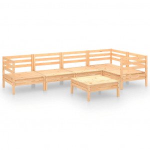 Juego de muebles de jardín 6 piezas madera maciza pino H