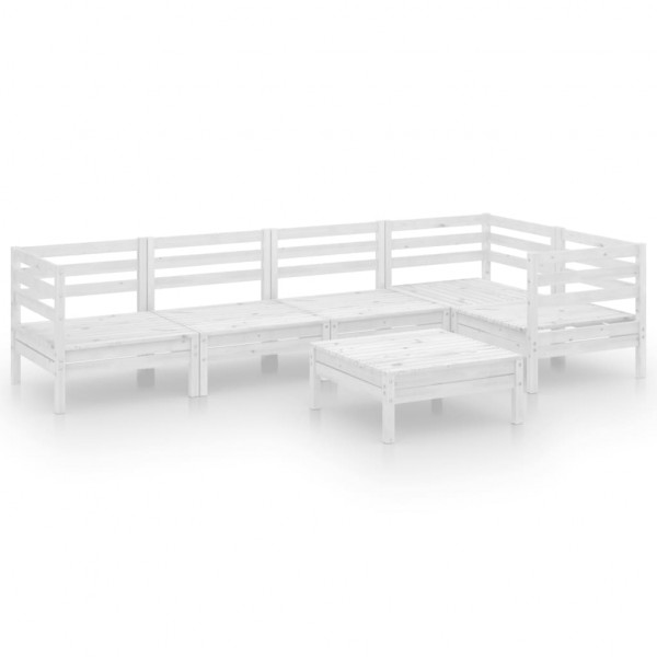 6 pcs conjunto lounge de jardim pinho maciço branco M 2