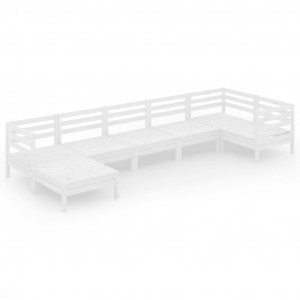 Juego de muebles de jardín 7 piezas madera maciza pino blanco H