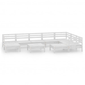 10 pcs conjunto lounge de jardim pinho maciço branco H