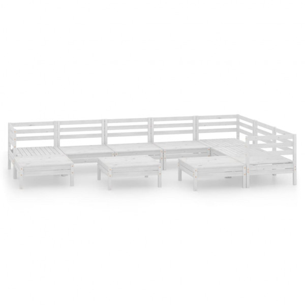 10 pcs conjunto lounge de jardim pinho maciço branco M 2