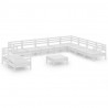 11 pcs conjunto lounge de jardim pinho maciço branco 2
