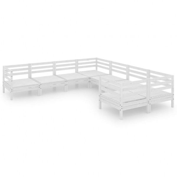 8 pcs conjunto lounge de jardim pinho maciço branco M 2
