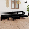 7 pcs conjunto lounge de jardim pinho maciço preto 1