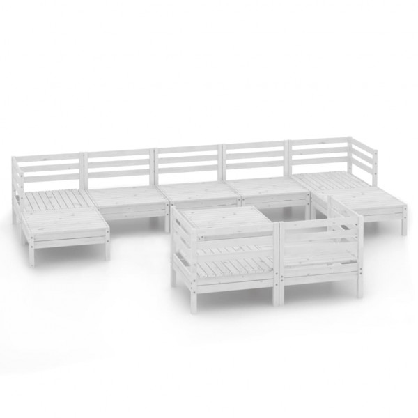 10 pcs conjunto lounge de jardim pinho maciço branco M 2