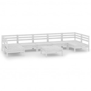 Juego de muebles de jardín 8 piezas madera maciza de pino H