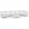 8 pcs conjunto lounge de jardim pinho maciço branco 2