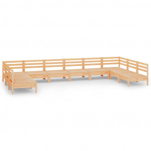Juego muebles de jardín 10 piezas madera maciza pino H