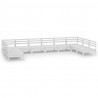 10 pcs conjunto lounge de jardim pinho maciço branco 2