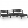 4 pcs conjunto lounge de jardim pinho maciço preto 2