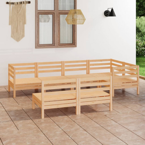 Juego de muebles de jardín 7 piezas madera maciza pino D
