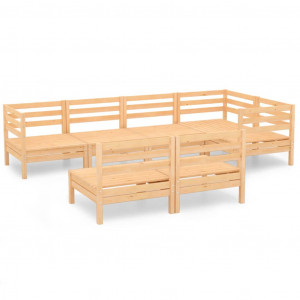 Conjunto de mobília de jardim 7 peças madeira maciça pinheiro H