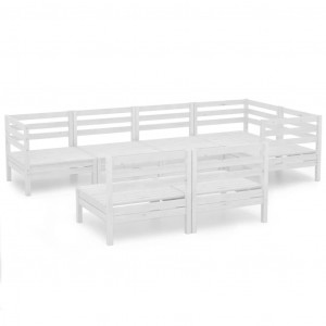 Juego de muebles de jardín 7 piezas madera maciza pino blanco H