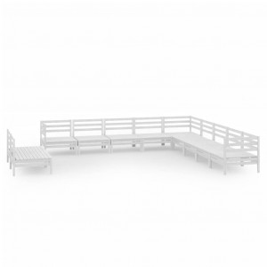 11 pcs conjunto lounge de jardim pinho maciço branco H