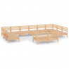 Juego de muebles de jardín 12 piezas madera maciza de pino 2