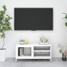 Móvel de TV 90x30x44 cm vidro e aço branco 1