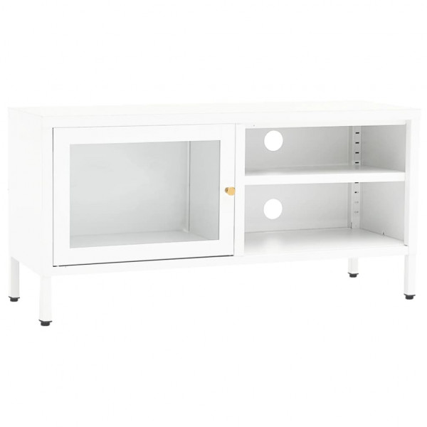 Mueble para el televisor acero y vidrio blanco 90x30x44 cm M 2