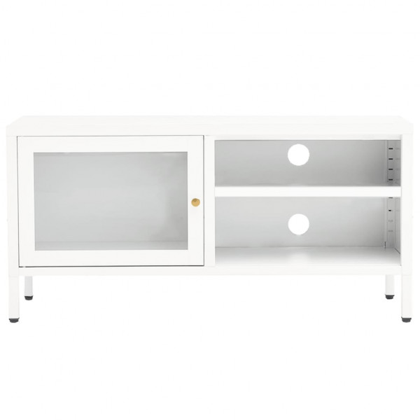 Móvel de TV 90x30x44 cm vidro e aço branco M 5