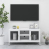 Móvel de TV 105x35x52 cm aço e vidro branco 1