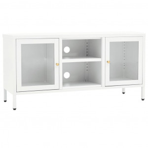 Mueble para el televisor acero y vidrio blanco 105x35x52 cm H
