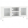Mueble para el televisor acero y vidrio blanco 105x35x52 cm 2