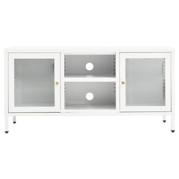 Mueble para el televisor acero y vidrio blanco 105x35x52 cm M 5