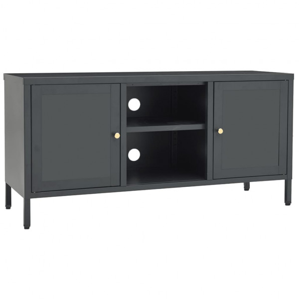 Mueble para el televisor acero y vidrio gris antracita 105x35x52 cm M 2