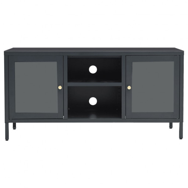 Mueble para el televisor acero y vidrio gris antracita 105x35x52 cm M 5