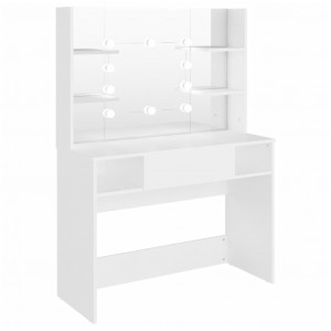 Mesa de maquilhagem c/ luzes LED 100x40x135 cm MDF branco H