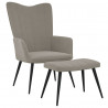 Silla de relajación con reposapiés terciopelo gris claro 1