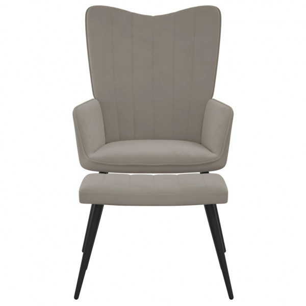 Silla de relajación con reposapiés terciopelo gris claro M 2