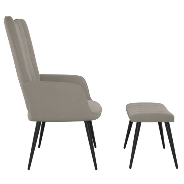 Silla de relajación con reposapiés terciopelo gris claro M 3