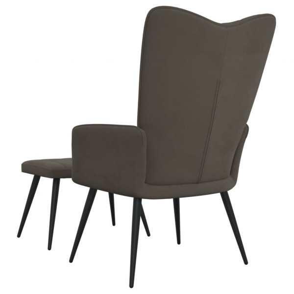 Silla de relajación con taburete terciopelo gris oscuro M 4