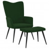 Silla de relajación con taburete terciopelo verde oscuro 1