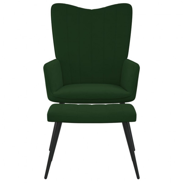 Silla de relajación con taburete terciopelo verde oscuro M 3