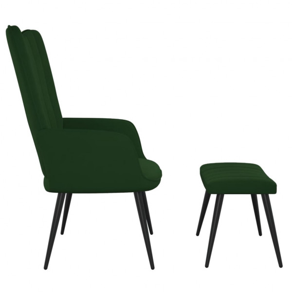 Silla de relajación con taburete terciopelo verde oscuro M 4