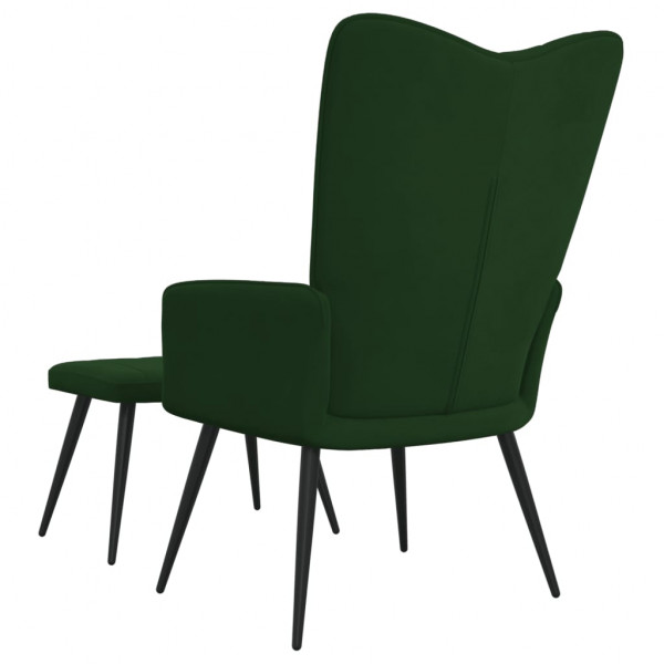 Silla de relajación con taburete terciopelo verde oscuro M 5
