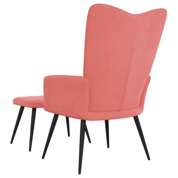 Silla de relajación con reposapiés terciopelo rosa M 5