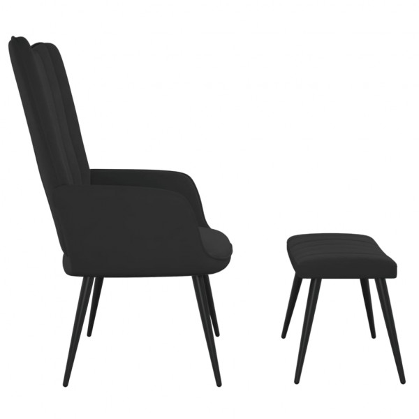 Silla de relajación con reposapiés terciopelo negro M 3
