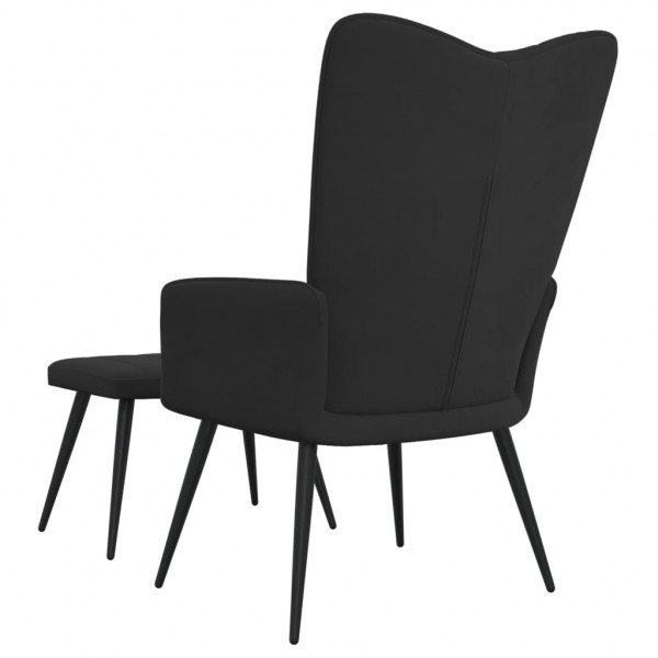 Silla de relajación con reposapiés terciopelo negro M 4