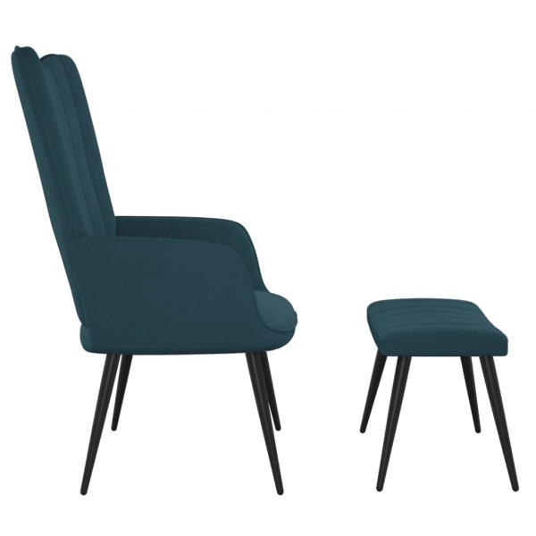 Silla de relajación con reposapiés terciopelo azul M 3