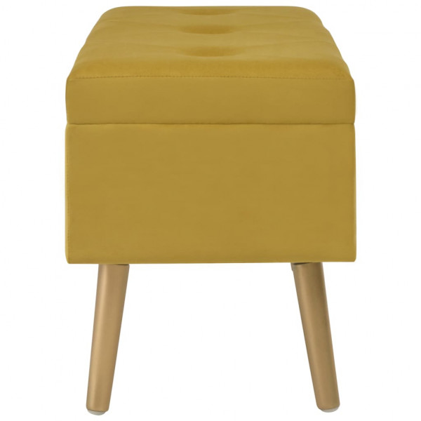 Banco c/ compartimento arrumação 80 cm veludo amarelo mostarda M 4