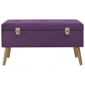 Banco con compartimento de terciopelo morado 80 cm H