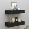 Prateleiras de parede c/ gavetas 2 pcs MDF 60x23.5x10 cm preto 1